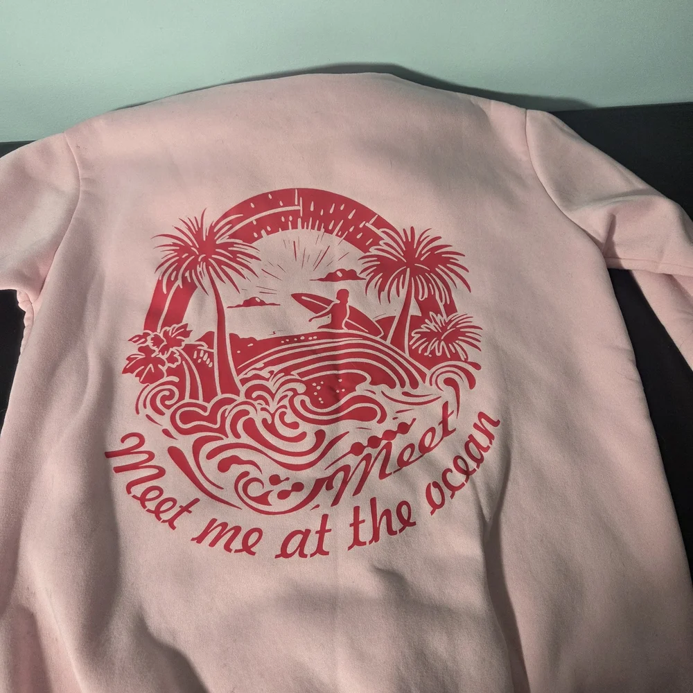 Pink Hoodie with Palm Tree Design - Picture 2 of 3